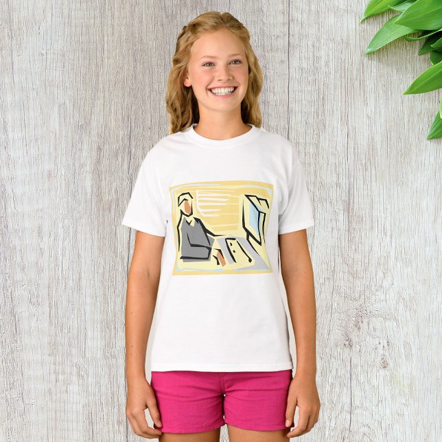 Working At A Computer Girls T-Shirt (Creator Uploaded)