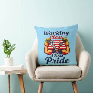 Working Class Pride Strong Arms Design Throw Pillow