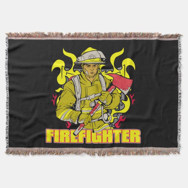 Working Firefighter Throw Blanket (Front)