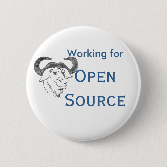 Working for Open Source 2 Inch Round Button (Front)