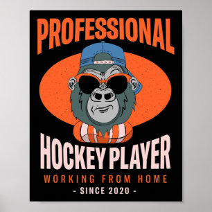 Working From Home Hockey Player Ice Hockey Boss Ho Poster