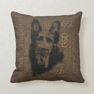 Working German Shepherd Dog - GSD Word Pattern Throw Pillow
