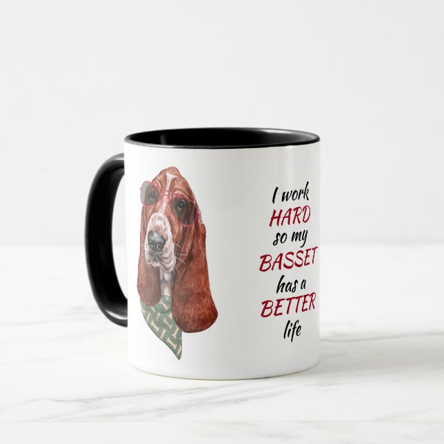 Working Hard for My Basset Hound Dog Mug (Front Left)