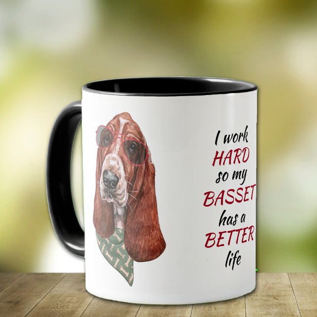 Working Hard for My Basset Hound Dog Mug (Creator Uploaded)