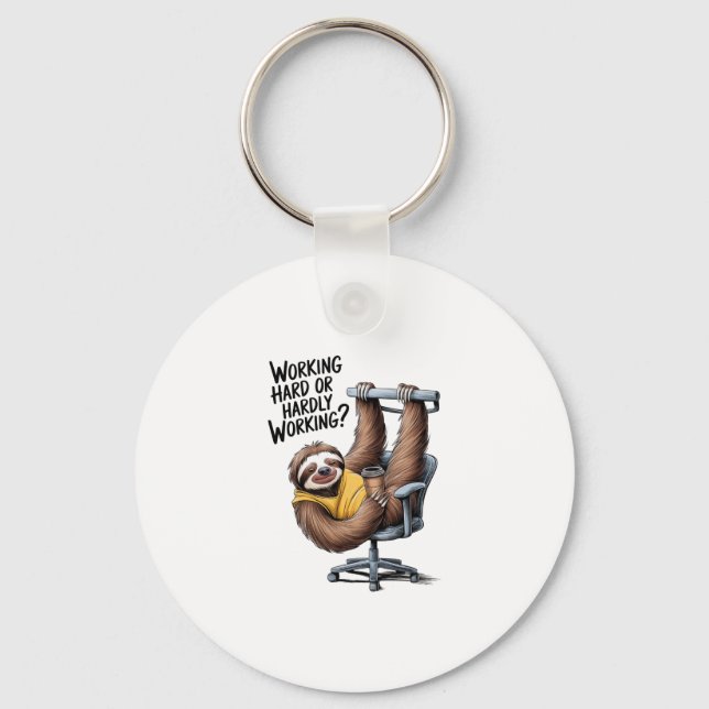 Working Hard or Hardly Working Sloth Keychain (Front)