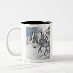 Working Horses Digital Drawing Two-Tone Coffee Mug