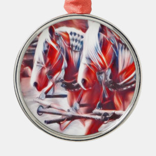 Working Horses Metal Ornament