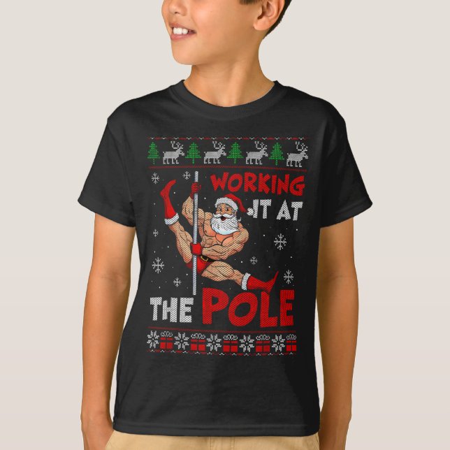 Working It At The Le Funny Santa Dancing Ugly Chri T-Shirt (Front)