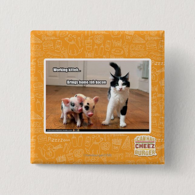 Working kitteh 2 inch square button (Front)