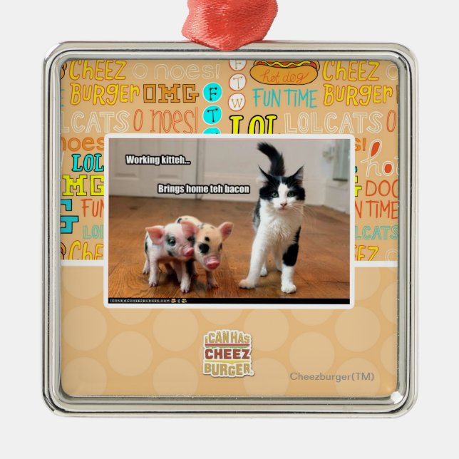 Working kitteh metal ornament (Front)