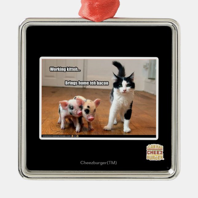 Working kitteh metal ornament (Front)