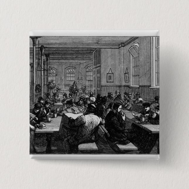 Working man's coffee shop 2 inch square button (Front)