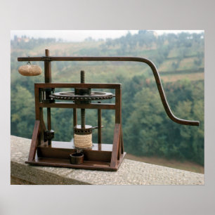 Working model of an olive press poster