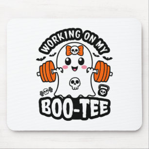 Working On My Boo Tee Halloween Dead Lift Ghost Gy Mouse Pad