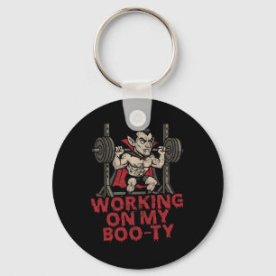Working On My Boo-ty Funny Halloween Muscular Vamp Keychain