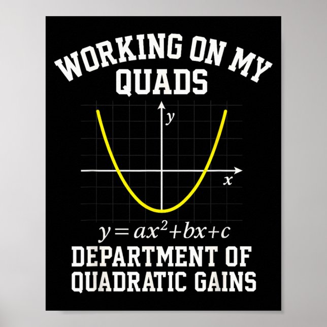 Working On My Quads Funny Algebra Math Gym Teacher Poster (Front)