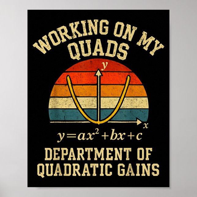 Working On My Quads Funny Retro Algebra Math Gym T Poster (Front)