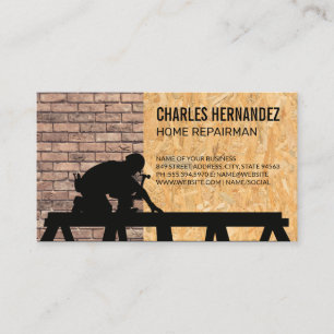  Working on Roof   Brick Wall   Pressed Wood Business Card