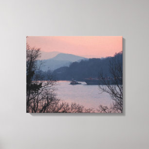 Working On the River At Sunset Canvas Print