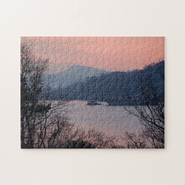 Working On the River At Sunset Jigsaw Puzzle (Horizontal)
