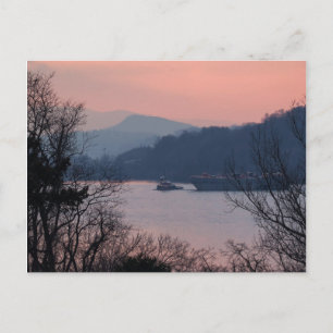 Working On the River At Sunset Postcard