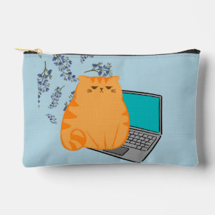 Working Orange Cat Accessory Pouch