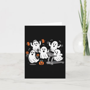 Working Out Ghost Gym Halloween Shirt Fitness Weig Card