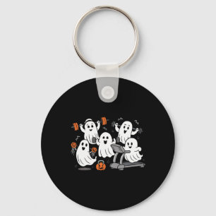 Working Out Ghost Gym Halloween Shirt Fitness Weig Keychain