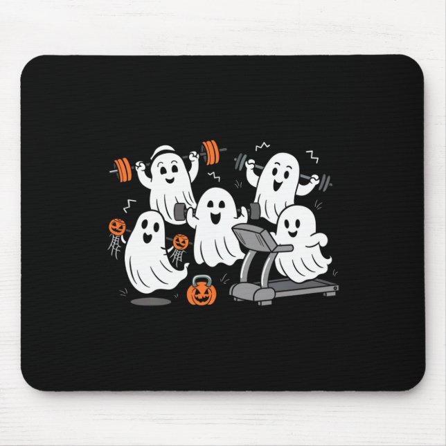 Working Out Ghost Gym Halloween Shirt Fitness Weig Mouse Pad (Front)