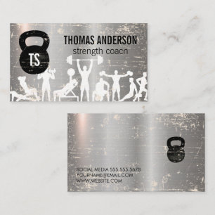 Working Out Kettle Bell Metal Business Card