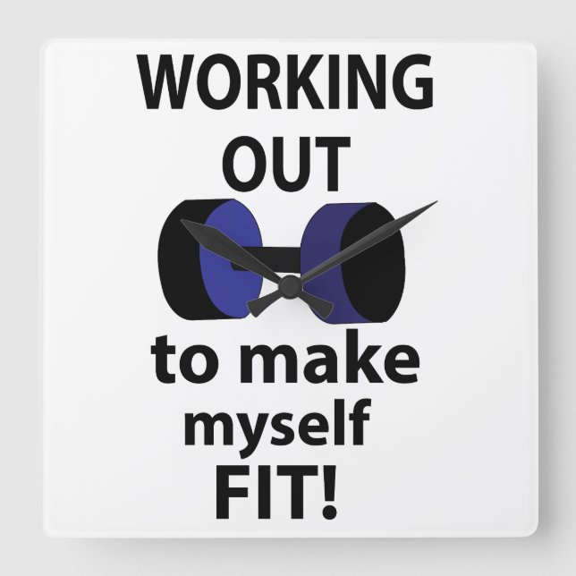 Working Out Workout Weights Work Out Square Wall Clock (Front)