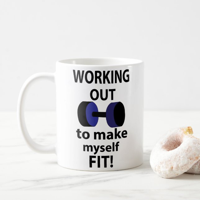 Working Out Workout Weights Working Out Coffee Mug (With Donut)