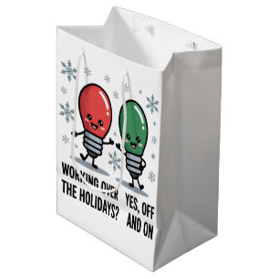 Working Over The Holidays Christmas Funny Joke Medium Gift Bag