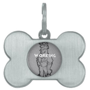 Working Overtime Pet Name Tag