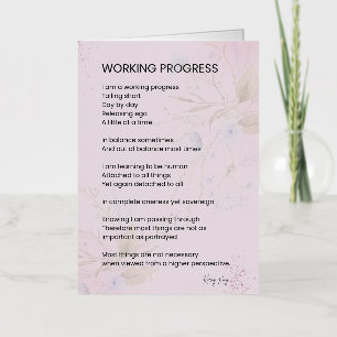 Working Progress Encouragement Uplifting Poem  Foil Greeting Card