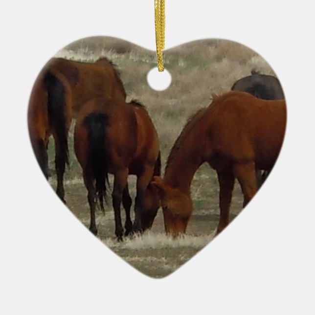 Working Ranch Cow Horses Western Two-sided Ceramic Ornament (Front)