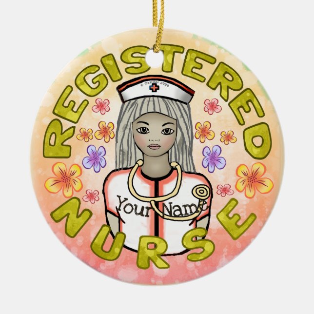 Working RN nurse Ceramic Ornament (Front)
