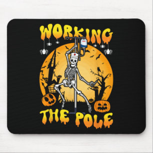 working the pole nurse Halloween funny skeleton nu Mouse Pad