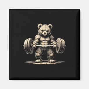 Workout Bear Deadlifter Funny Gym Tee Lifting Moti Magnet
