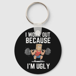 Workout Because Ugly Muscular Weightlifter Paper Keychain