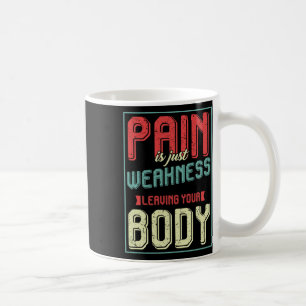 Workout Bodybuilding Gym Motivation Pain Is Weak Coffee Mug