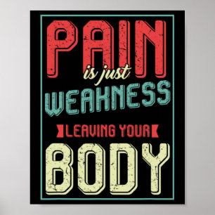 Workout Bodybuilding Gym Motivation Pain Is Weak  Poster