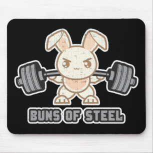 Workout Bunny Cartoon - Buns Of Steel, Funny Anime Mouse Pad
