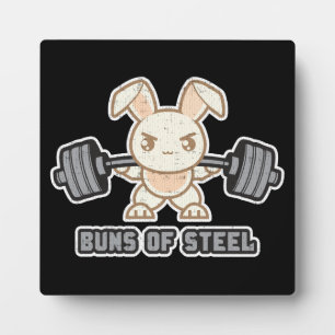 Workout Bunny Cartoon - Buns Of Steel, Funny Anime Plaque