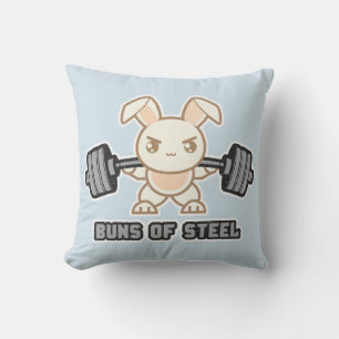 Workout Bunny Cartoon - Buns Of Steel, Funny Anime Throw Pillow