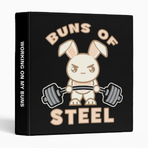 Workout Bunny Cartoon - Buns Of Steel - Funny Gym Binder