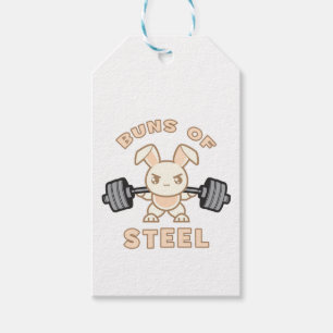 Workout Bunny Cartoon - Buns Of Steel - Funny Gym Gift Tags