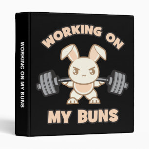 Workout Bunny Cartoon - Working On My Buns - Gym Binder