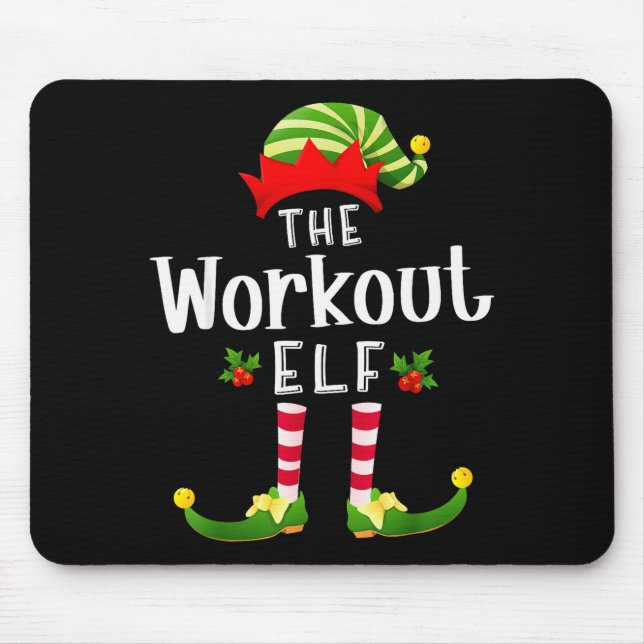 Workout Christmas Elf Matching Pajama X-mas Party  Mouse Pad (Front)