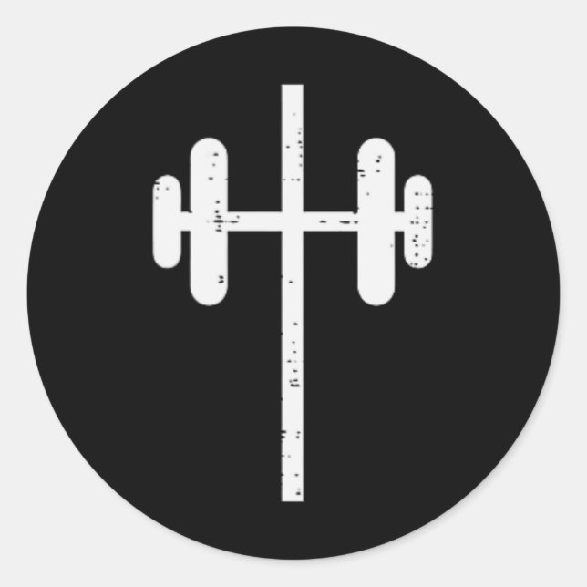 Workout Cross Barbel Pocket Christian Exercise Gym Classic Round Sticker (Front)